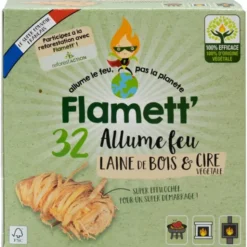32 Allume Feu Laine de Bois & Cire végétale Flamett