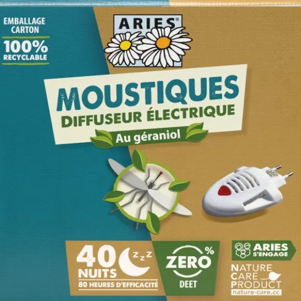 ARIES Diffuseur électrique Moustiques +10 plaquettes + 10 ml