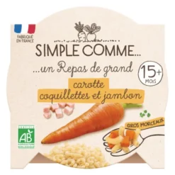 Assiette carotte coquillettes et jambon 190g