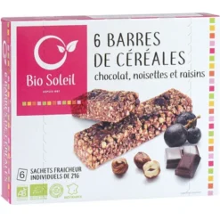 Barres de céréales chocolat noisette raisin (6) 125g