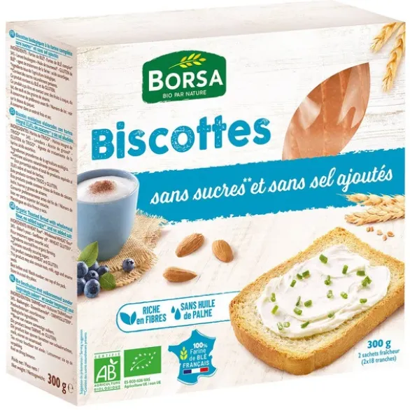 Biscottes complètes sans sel 300g