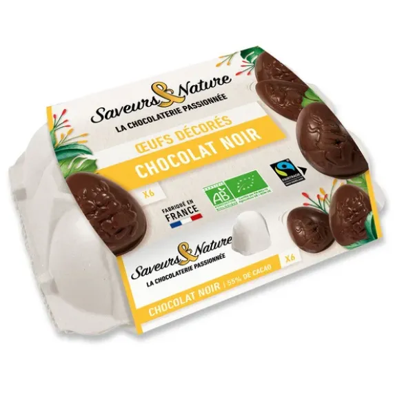 Boite oeufs chocolat noir (6) 90g