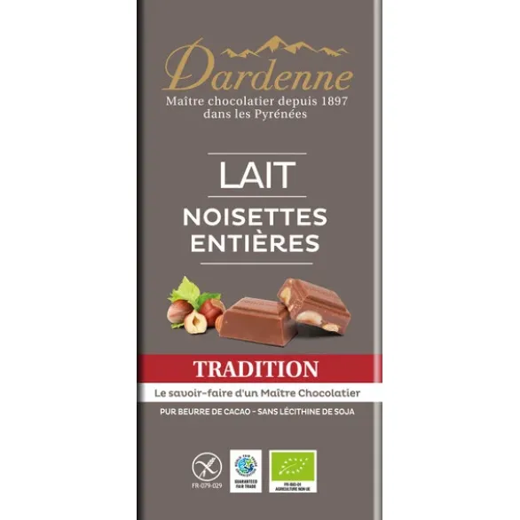 Chocolat au lait aux noisettes entières 47% 120g