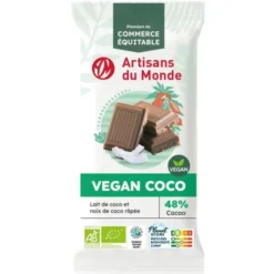 Chocolat au lait de coco et noix de coco râpée 100g
