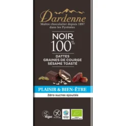 Chocolat noir 100% dattes graines de courge sésame toasté 90g