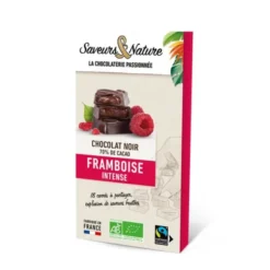 Chocolat noir fourré framboise 80g