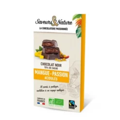 Chocolat noir fourré mangue passion 80g