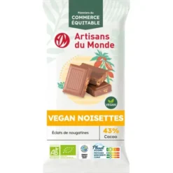 Chocolat vegan noisette nougatine 43% 100g