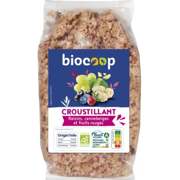 Croustillant raisins, mûres blanches, canneberges & fruits rouges 500g