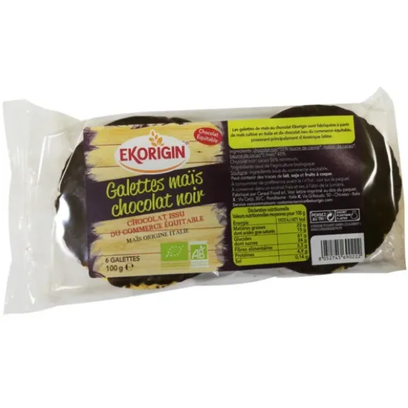 Galette maïs nappée chocolat noir 100g