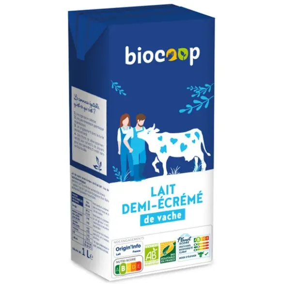 Lait 1/2 écrémé UHT brique 1L