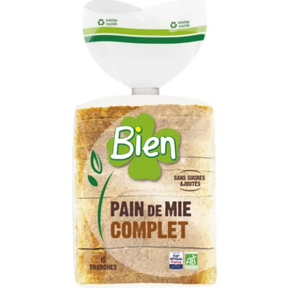 Pain de mie farine complète ssa tranché 500g