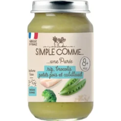 Purée riz brocolis petits pois et cabillaud pot 200g