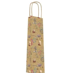 Sac kraft avec poignées ficelle pour bouteille - motif renaissance