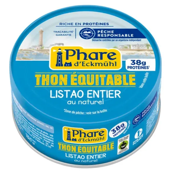 Thon listao au naturel équitable 140g net égoutté